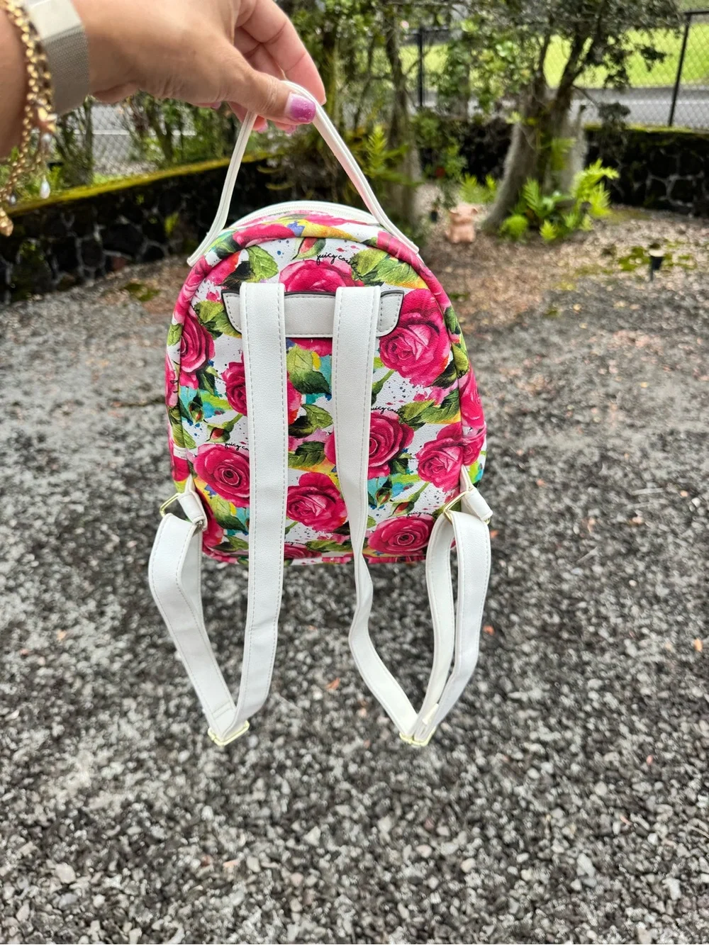 Juicy Couture Floral Mini Backpack | Rose Print Backpack Y2K Aesthetic - Picture 4 of 7